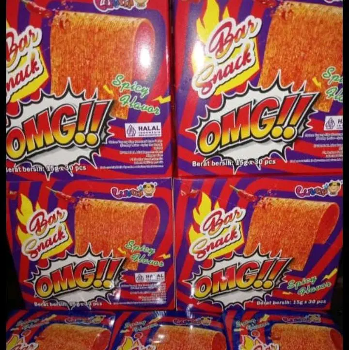 Bar Snack OMG!! Rasa Pedas Halal 15g x 30 Pcs Snack Ringan dan Nikmat untuk Anda