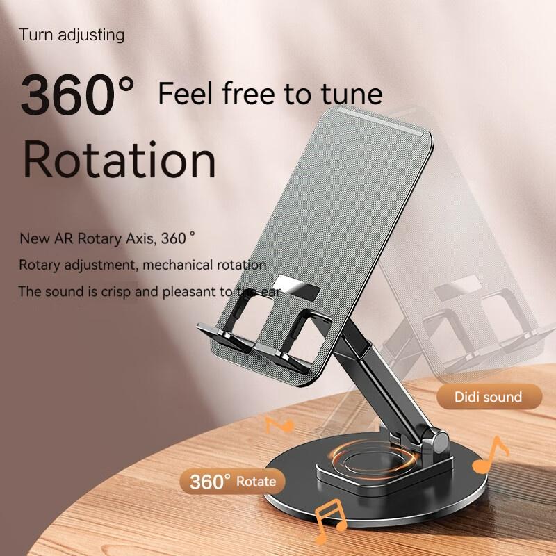 Giá Đỡ Điện Thoại, Có Thể Xoay 360 °, Có Thể Gập Lại, Đế Kim Loại, Thích Hợp Cho Điện Thoại Di Động Và Máy Tính Bảng, Thông Dụng, Cầm Tay, Màu Đen, Giá Đỡ iPad Và Phablet Nâng