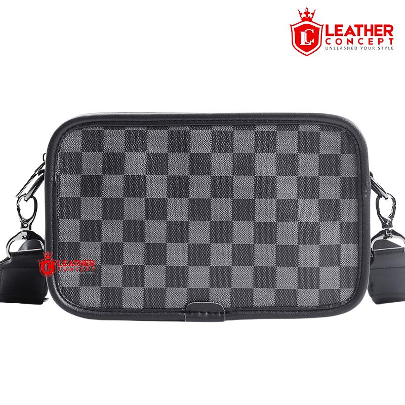 Leather Concept IBIZZA Tas Selempang Pria Kulit Tas Kulit Cpwok Tas Pria Tas Jalan hitam cowok 1