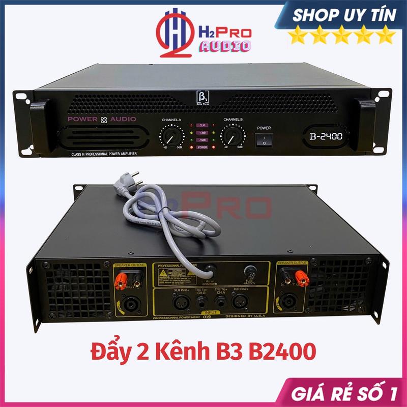  Cục Đẩy Công Suất 2 Kênh B3 B2400 2X1200W Class H Tổng 32 Sò Gồm 16 Sò Lớn Và 16 Sò Bù Áp Nguồn Xuyến - H2Pro 