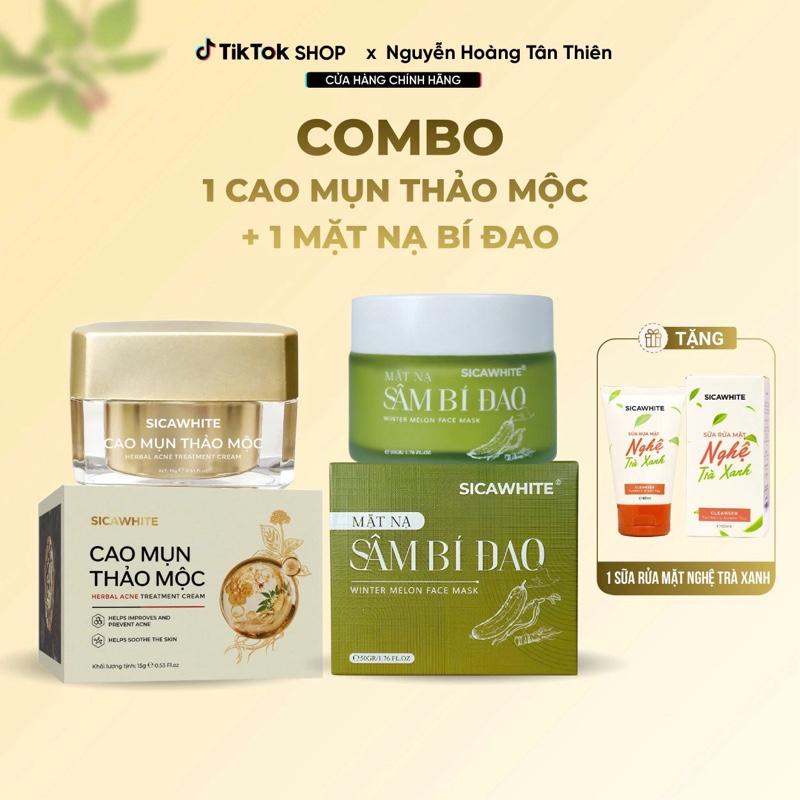 Combo Nâng Cấp Mua 2 Tặng 1 - 1 Cao Mụn Thảo Mộc (15gr) + 1 Mặt Nạ Ủ Trắng Sâm Bí Đao (50gr) - Tặng 1 Sữa Rửa Mặt Nghệ Trà Xanh (80ml) - SICA WHITE