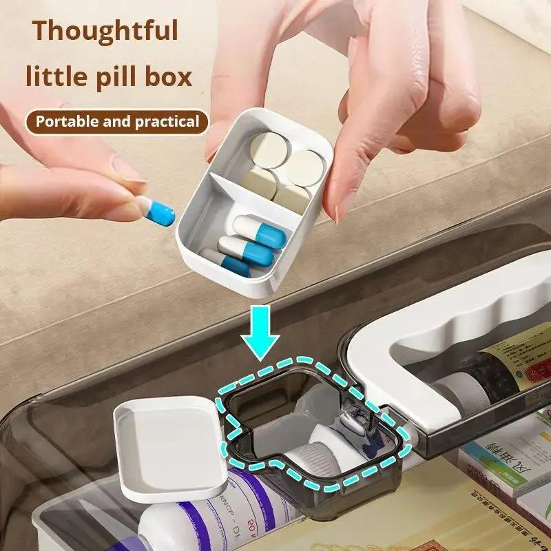 Product Introduction of 1pcs White Large Capacity Medicine Box For Home Medicine Storage Multi Layer Classification Home Medicine Box 5