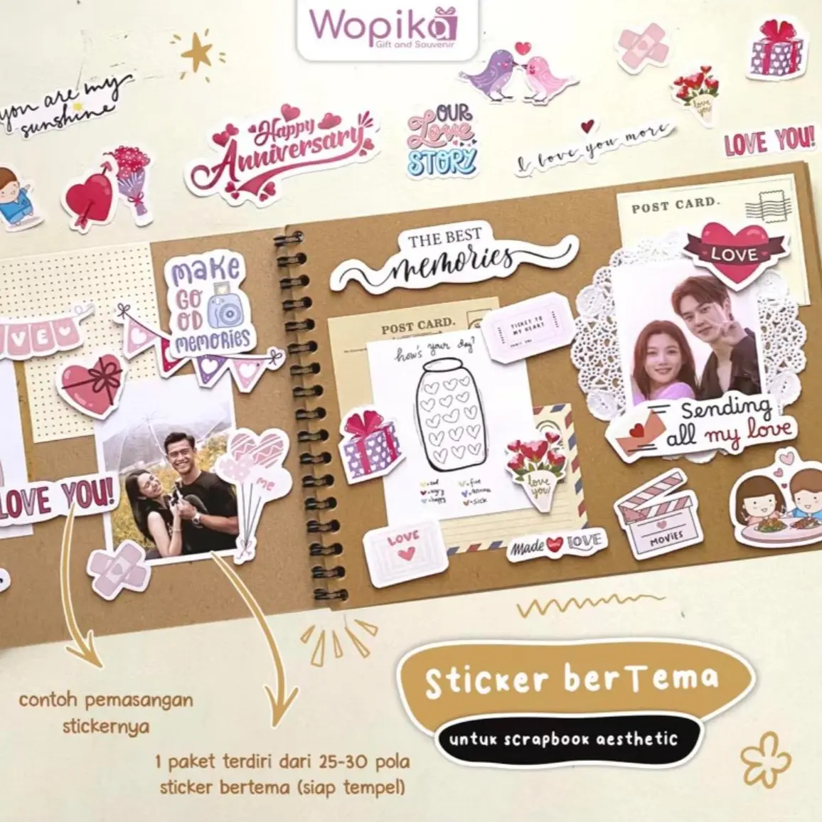 STICKER SCRAPBOOK KIT JOURNALING KIT JURNAL KIT AESTHETIC (sticker scrapbook untuk birthday, anniversary, love, school, best friend dll)