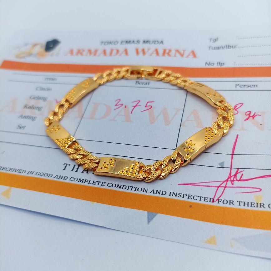 GELANG PLAT PADI emas musa 3,75g free surat resmi dari toko