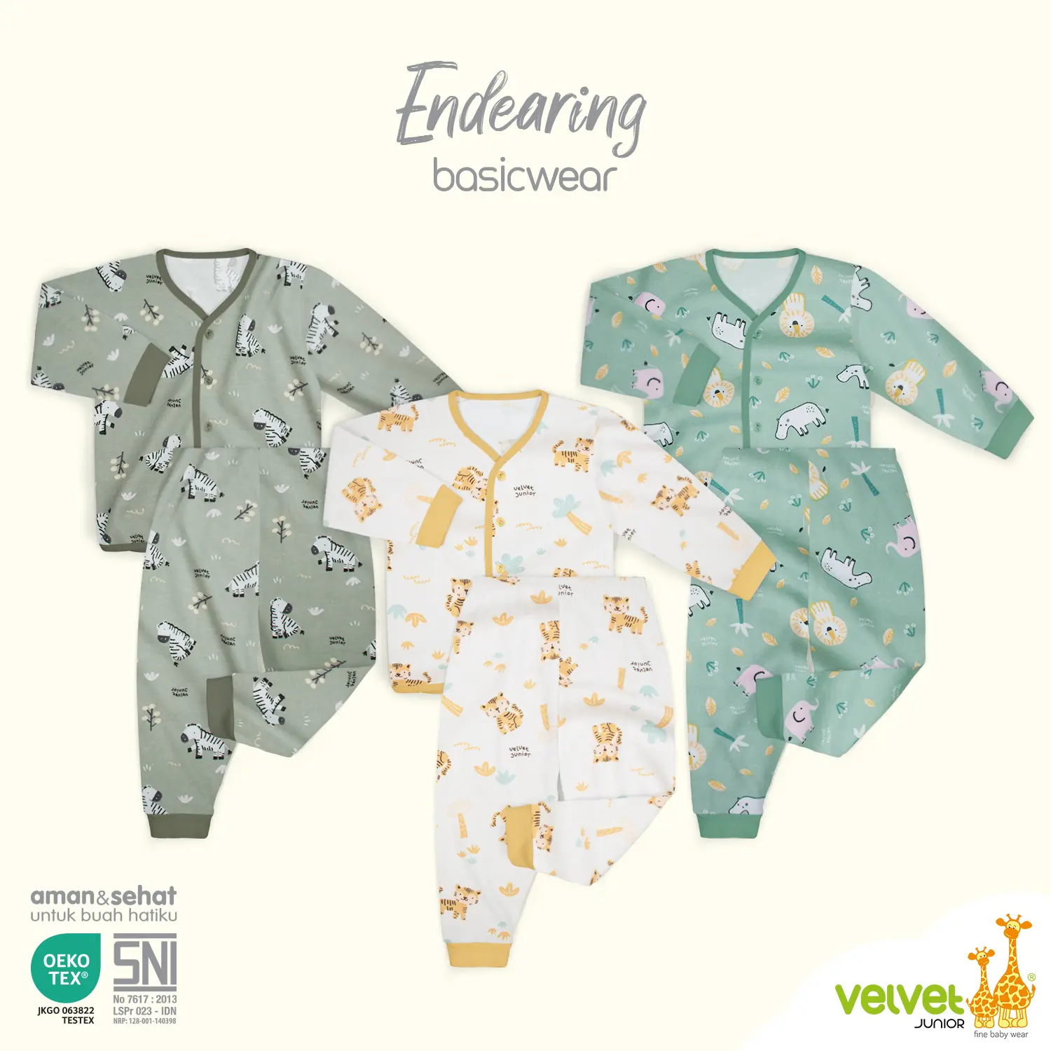 SET NEW BORN PANJANG VELVET JUNIOR KANCING DEPAN | Setelan Bayi Velvet Junior