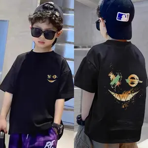 Baju Usia 2-10th Cowok Kaos Anak Laki Laki Import/ T-Shirt Anak-Anak Cetak Devil's Grimace Yang Pola /100% Cotton Kaos Anak