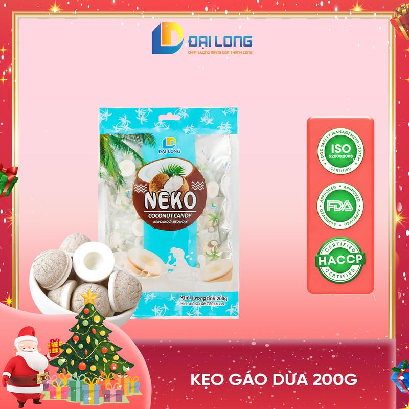 Túi 200g Kẹo Neko gáo dừa Đại Long NOEL béo ngậy không đường thích hợp bày tiệc liên hoan sinh nhật Ăn Vặt kẹo dừa Việt Nam Thức Ăn Chua Food Candy
