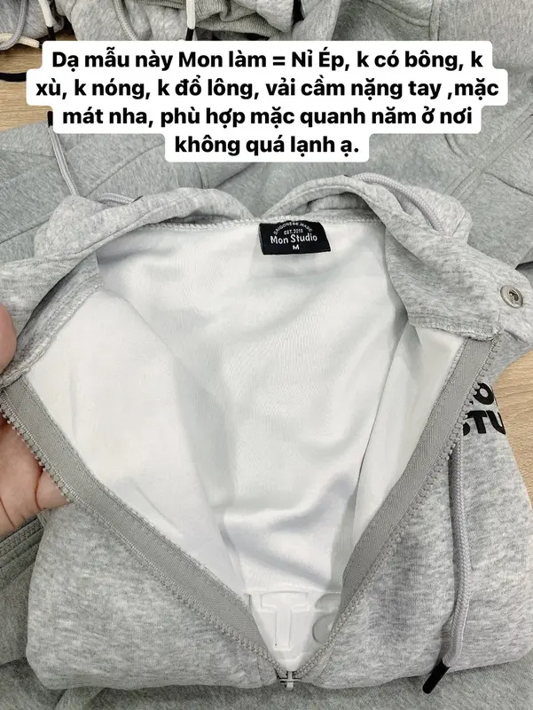 Áo Khoác Hoodie Zip Chống Nắng Mùa Hè IN NỔI DẬP NỔI MON STUDIO, Vải Nỉ Ép Dành Riêng Cho Hè Nắng Nóng, Form Boxy Unisex Nam Nữ Đều Mặc Được, Có Túi Trong 2
