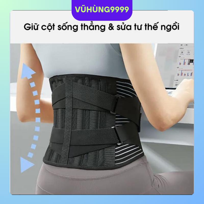 Đai Lưng Cột Sống Aolikes 6 thanh nẹp hỗ trợ giãn. cố định cột sống cho người tập gym.tập squat