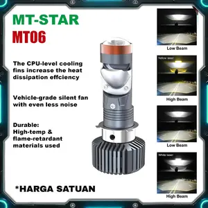 COD  MT STAR MT06 H6 H4 S2 Lampu Utama Depan Motor BI-LED Projector Universal Aluminium 30W/41W AC/DC 9-60V Kabel Hitam Kuning Merah dengan Kipas Pendingin dan Garansi 1 Tahun
