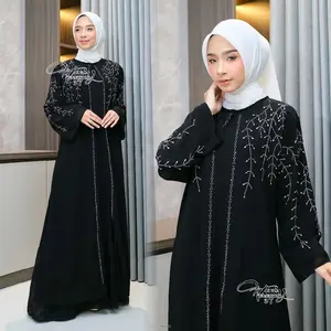 Abaya syahara"BAHAN CERUTY LOVELY CANTIK MEWAH ELEGAN Muslim Lebaran Pesta Dewasa Dress Gamis
