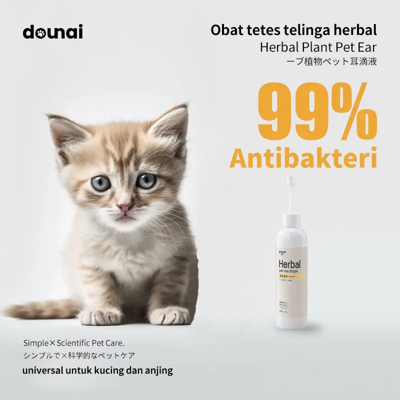 【COD】【ready stock】DOUNAI Obat Tetes TelingaKucing Anti Earmites Conge Gatal dan infeksi /Obat Pembersih Kotoran Telinga Kucing Anjingpem bersih handuk  kucing  cepat  kering