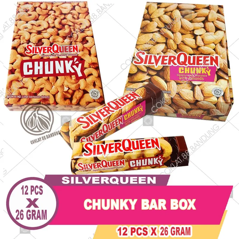 SILVERQUEEN CHUNKY BAR 1 BOX, COKLAT SILVERQUEEN CHUNKY BAR MINI 12 X 26gr, COKELAT SILVER QUEEN CHUNKY BAR 0