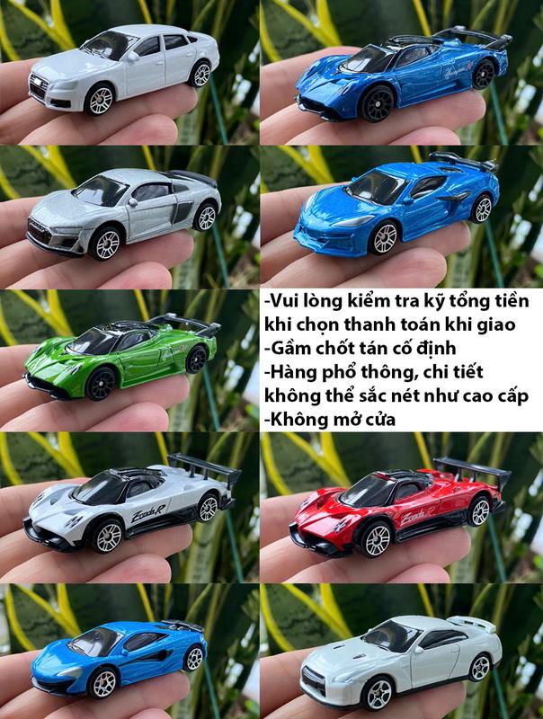 Gầm chốt tán liền Vỏ hợp kim gầm và bánh xe nhựa - Mô hình xe ô tô thể thao 7cm size nhỏ tỉ lệ 1:64 từ R.M.Z City