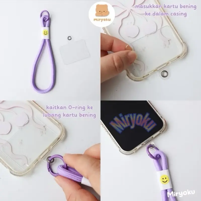 MIRYOKU Strap SMILE gantungan gelang HP universal Phone Lanyard strap mini Gantungan handphone antihilang rantai Multifungsi Korean Keychain 2