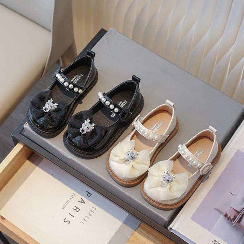 Product Introduction of Summer Versatile Children Leather Shoes for Girls Bow Tie Decor Solid Kids Flats PU Leather Durable Toddler Shoes 3-6Y 12