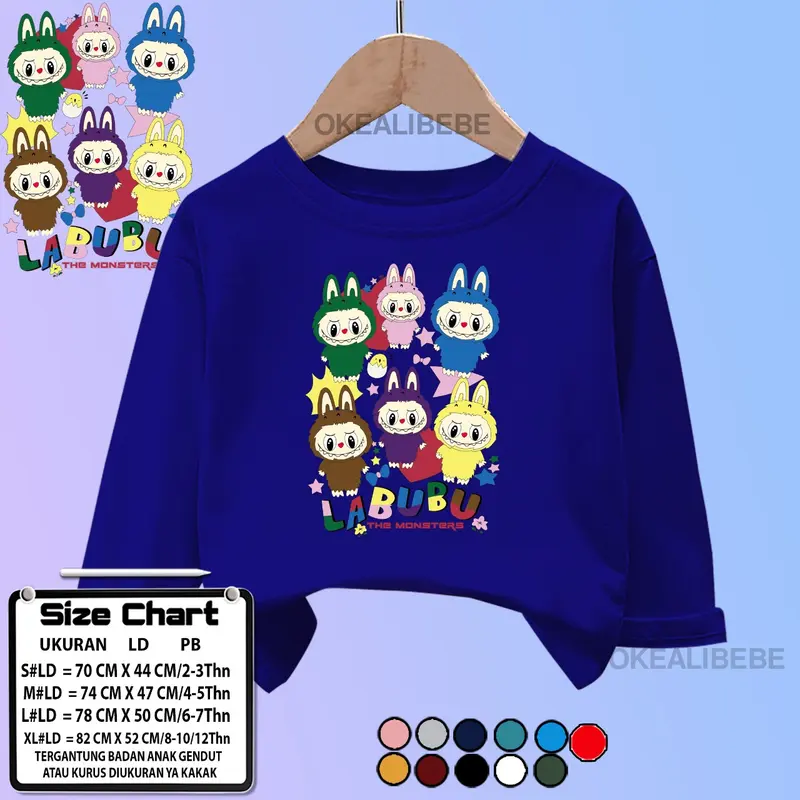 KAOS ATASAN ANAK LENGAN PANJANG MOTIF LABUBU UNISEX UNTUK ANAK LAKI LAKI DAN ANAK PEREMPUAN 0