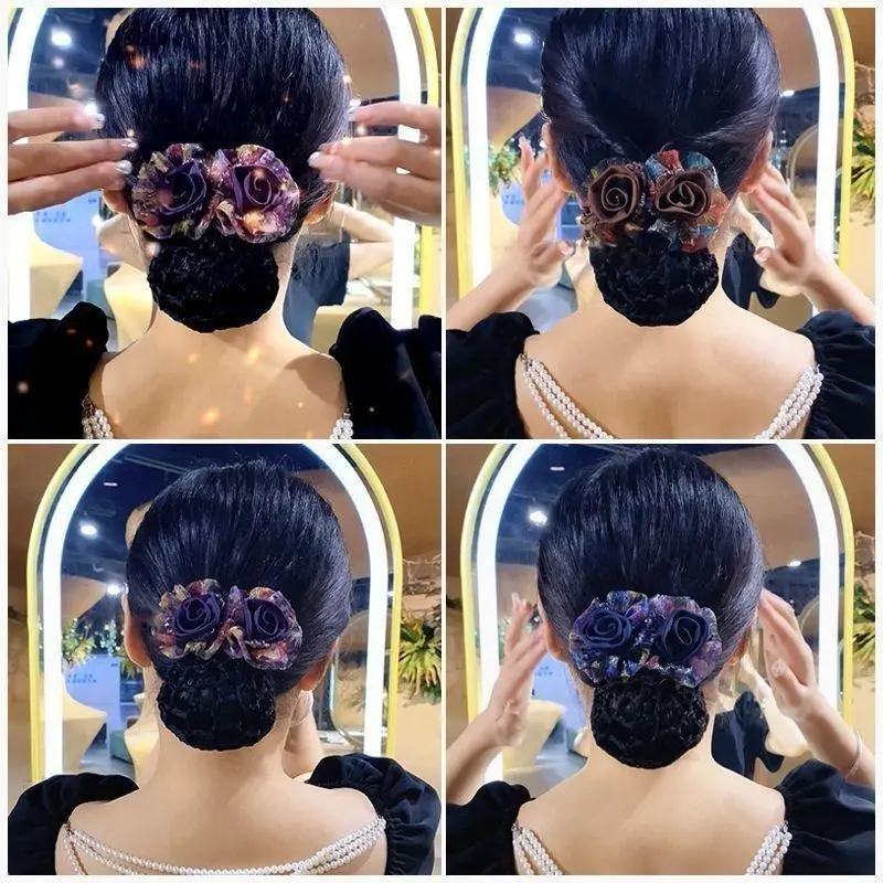 Jepit Rambut Hairnet Korea Fashion Premium Wanita Elegan Motif Baru Bunga Mawar High Quality Clips