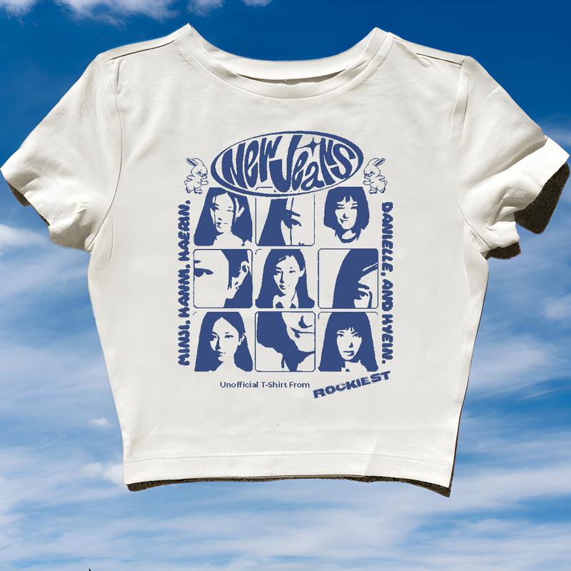 CROP TOP NEW JEANS UNOFFICIAL ROCKIEST | KPOP KOREA NEWJEANS NWJNS | GRUNGE | CROPTOP | BAND METAL MUSIK ROCK | CROP TEE STYLE Y2K VINTAGE AESTHETIC | KAOS STREETWEAR | BAJU TANKTOP PEREMPUAN WANITA LUCU PENDEK PUTIH 24S 0