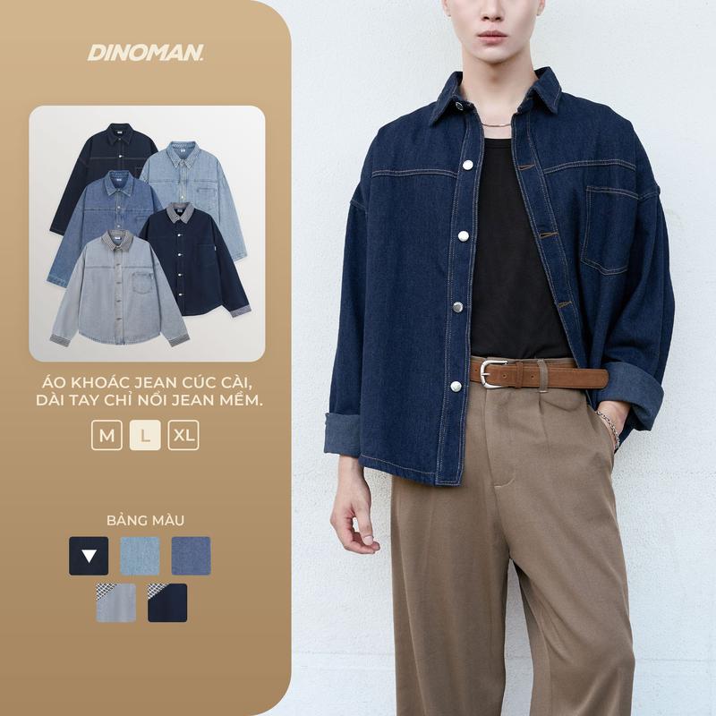 Áo Khoác Jean Cúc Kim Loại DINOMAN Dài Tay Chất Liệu Jean Mềm Dày Dặn Cao Cấp Trẻ Trung Unisex Dễ Phối Đồ - SM023