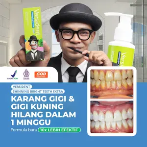 [PROMO LIVE] VERSIDENT Pasta pemutih gigi, Pemutih gigi kuning, Perontok karang gigi paling ampuh, Pencegah karang gigi, Mencerahkan gigi, Penyegar nafas, Mengurangi bau mulut. Original