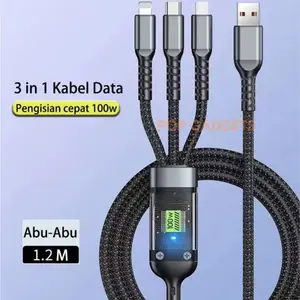 Kabel Data 3IN1 Type C Micro Lightning 100w  Kabel Data Type C Kabel Data Micro Kabel Data Lightning
