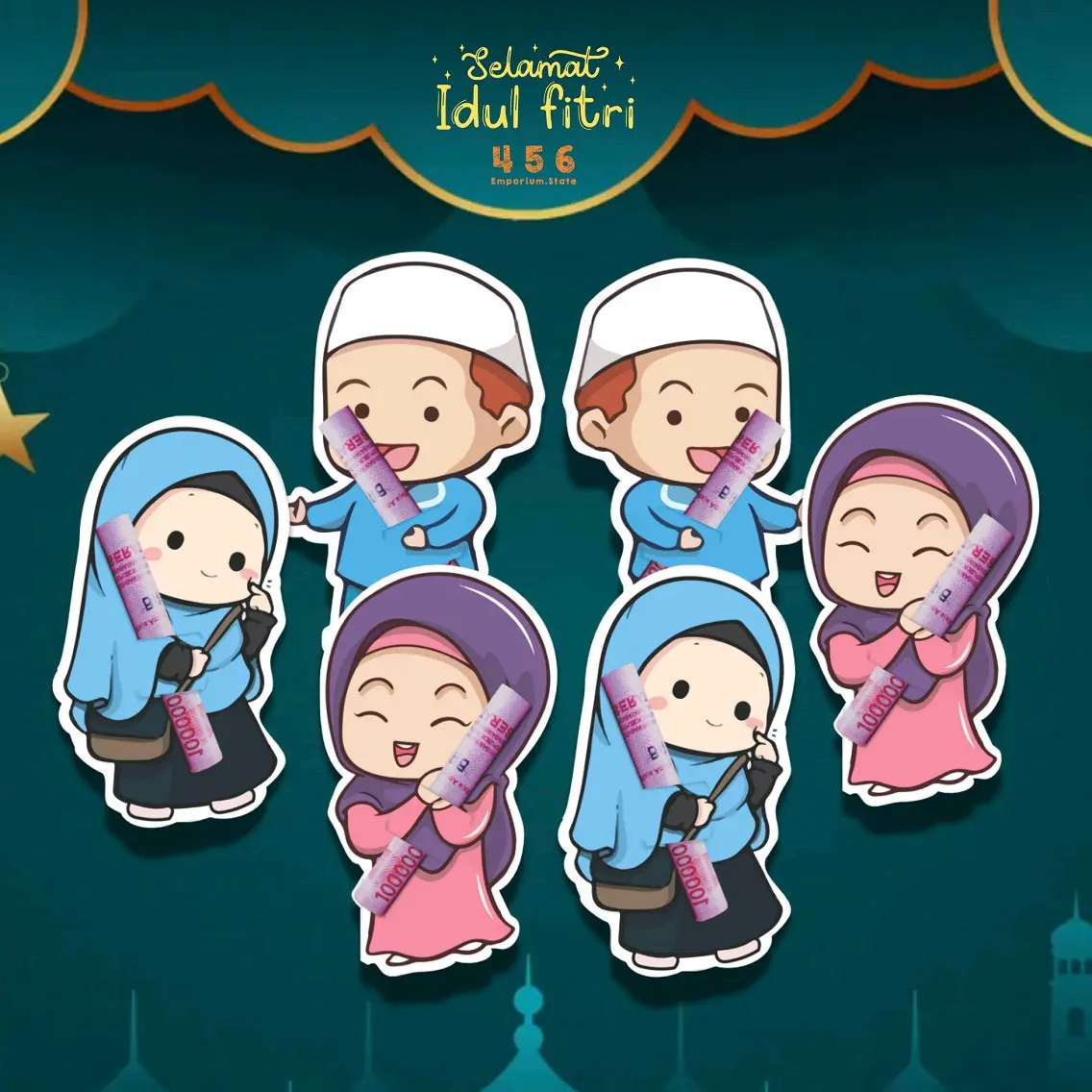 20 AMPLOP LEBARAN KARAKTER UNIK IDUL FITRI