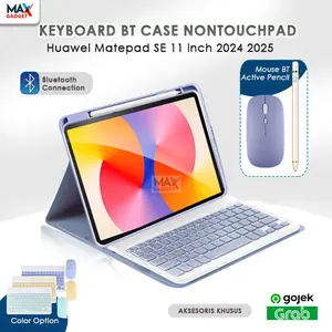 Paket 3 in 1 Keyboard For Huawei Matepad SE 11 inch 2024 SET Wireless Keyboard Bluetooth Case Magnet Bookcover Warna Macaron Magnet Magnetic Slot Pen Pencil Stylus