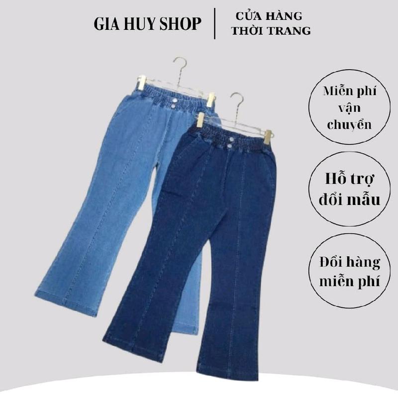 Quần nữ  jean nữ 9 ống loe chích ly vải dày đẹp co giãn ..M 064 Pants..