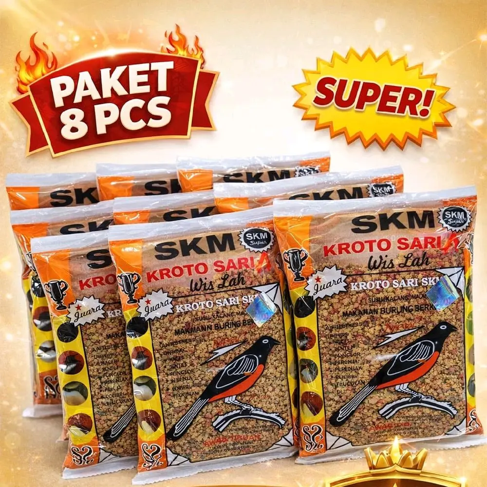 SKM Kroto Sari PAKET HEMAT 8 PCS(1Kg) , pakan Burung berkicau ,Nutrisi Lengkap menjadikan burung juara