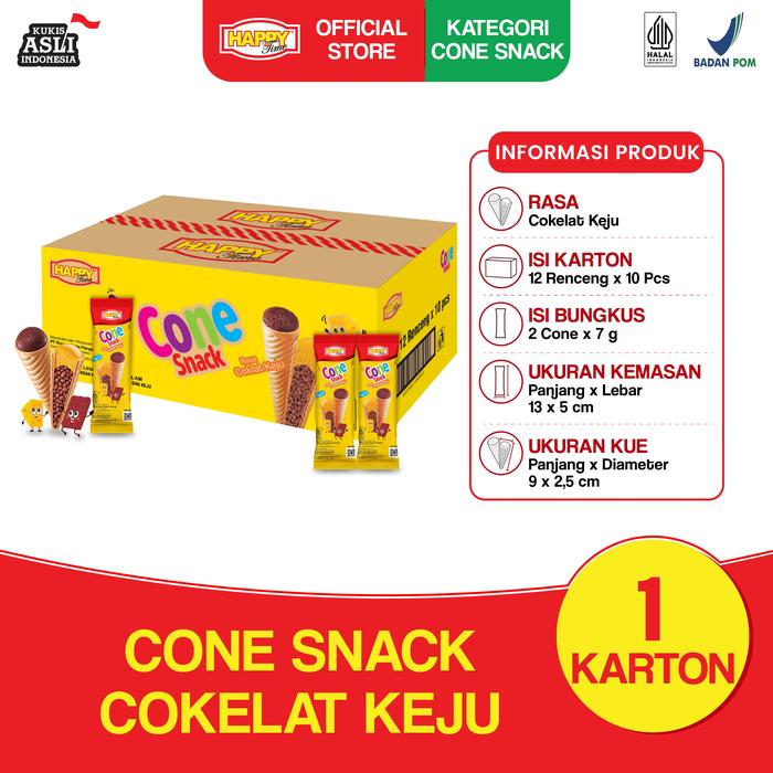 Gambar HAPPY TIME - CONE SNACK MINI VARIANT RASA COKELAT KEJU KEMASAN KARTON [1 KARTON ISI 12 RENCENG 7GR] dari Happy Time Food Kota Administrasi Jakarta Barat Tokopedia