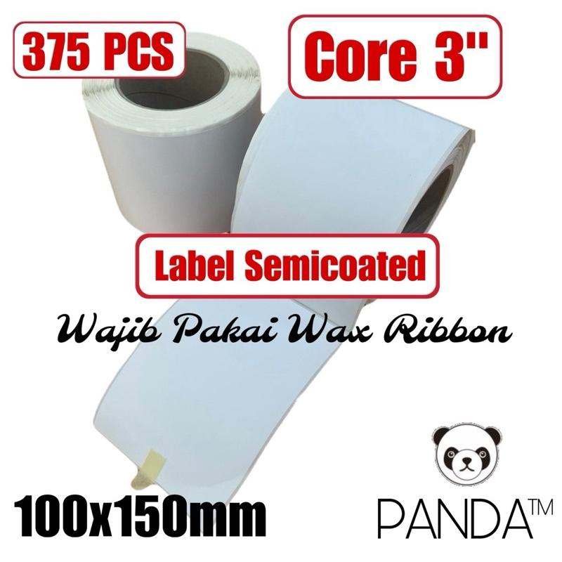 Label Sticker Barcode 100x150mm Semicoated 375pcs Core 3" untuk resi pengiriman (Cetak Pakai Wax Ribbon)
