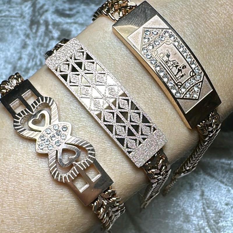 Gelang Rantai Plat Warna Rosegold Aksesoris Fashion 0