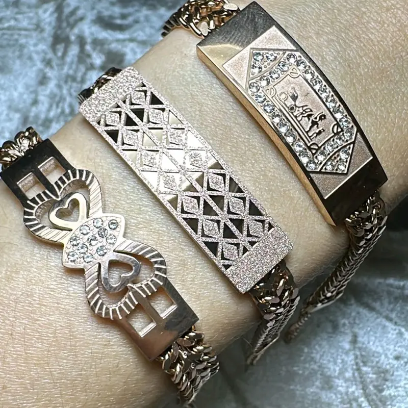 Gelang Rantai Plat Warna Rosegold Aksesoris Fashion 0