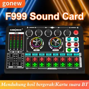 Gonew F999 soundcard Original Paket Lengkap Mixer Bluetooth sound card for Streaming Langsung karaoke Siap COD