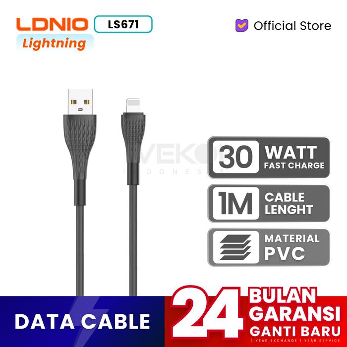 Gambar LDNIO LS671 Kabel Data Fast Charger USB Lightning iphone 30W Original - LS671 dari WEKOI Indonesia Kota Tangerang Tokopedia