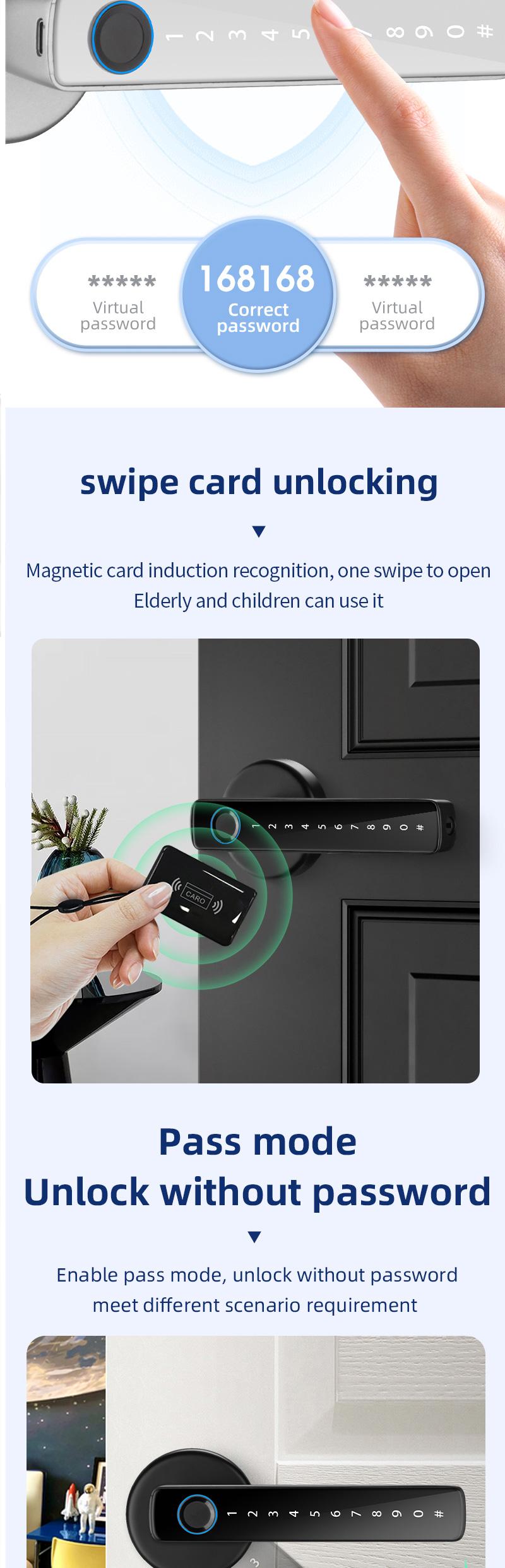 Product Introduction of XSDTS Bluetooth/WIFI Tuya Biometric Fingerprint Smart Door Lock Password Electronic Digital Lock Keyless Entry Door Knobs lock for Bedroom Home 7