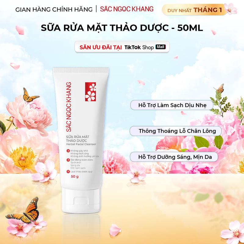 Sữa Rửa Mặt Thảo Dược Sắc Ngọc Khang Làm Sạch Dịu Nhẹ - Hỗ Trợ Dưỡng Sáng Cấp Ẩm Cải Thiện Làn Da Nám Sạm Làm Sạch Nhẹ Dưỡng Da Mềm Mịn Không Gây Khô Da Skincare Làm Đẹp Da 2PL