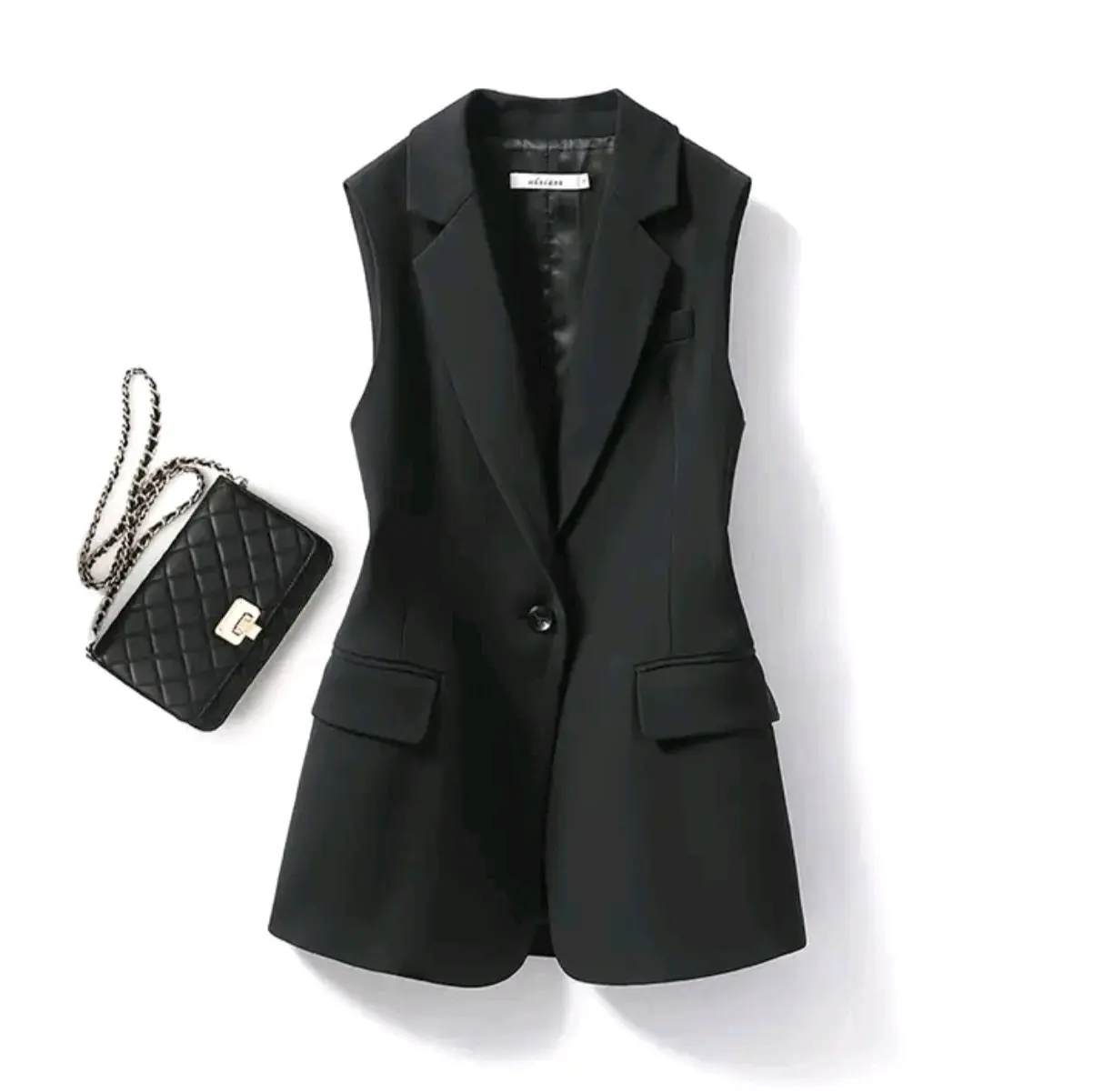 Rompi Formal Wanita / Rompi Outer | Jas Tanpa Lengan - Rompi Vest Wanita Saku Tutup Panjang Tebal Casual