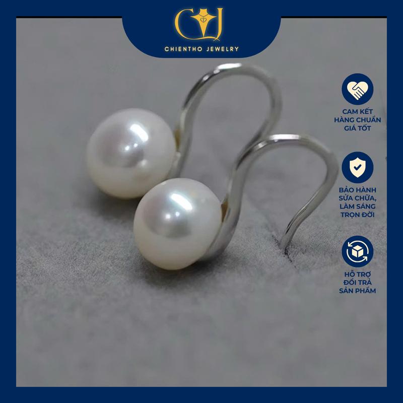  Khuyên tai bạc ngọc trai nuôi nhiều size nhiều màu sắc tạo dáng móc câu nữ tính sang trọng bông tai ngọc trai nữ 