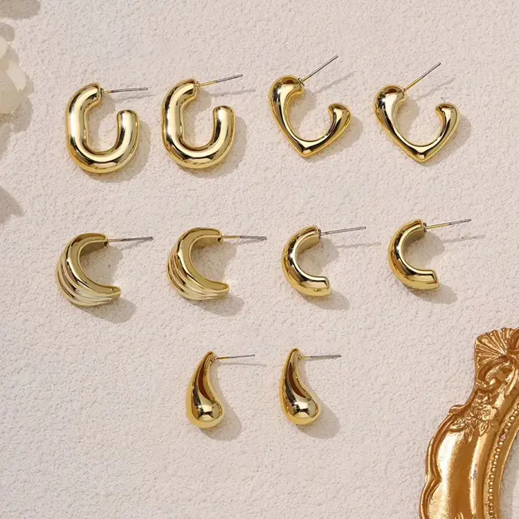 Aksesori Anting Modis Wanita Anting Berbentuk Serbaguna Sederhana 925 Dekorasi Emas/Hadiah Suvenir/Anting Wanita Modis