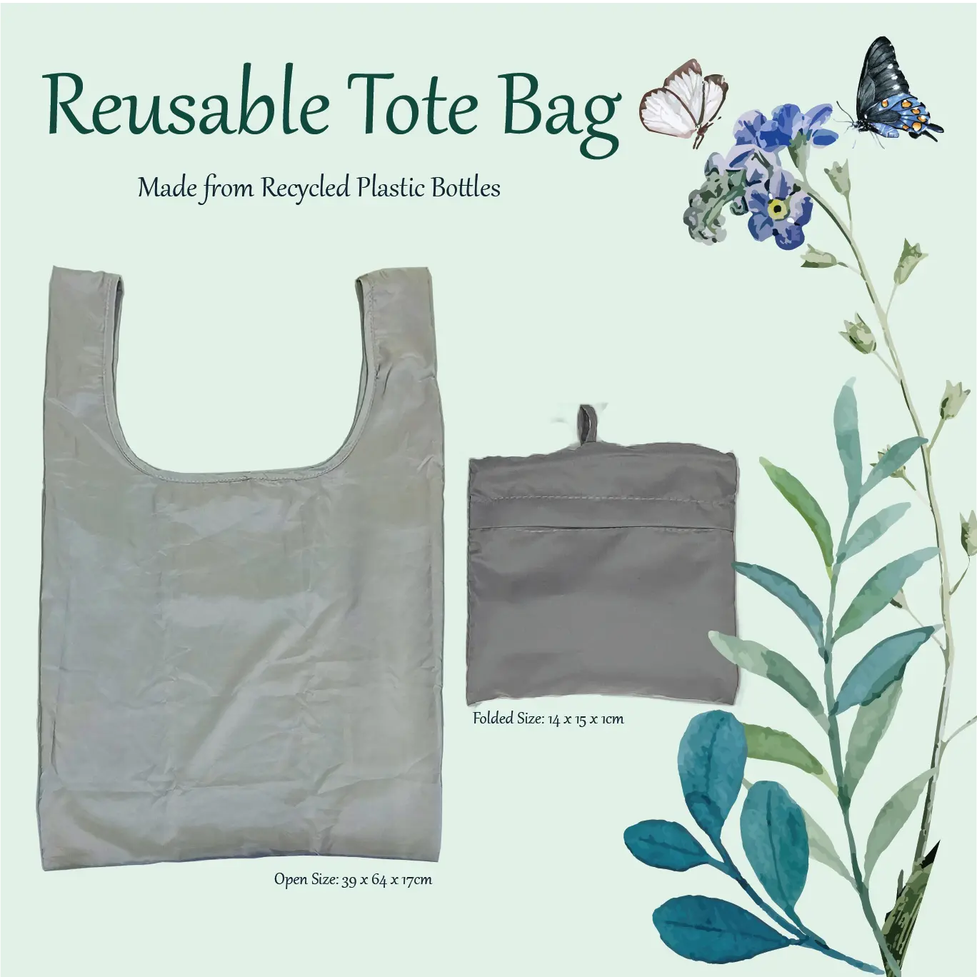 RPET Recycled Plastic Tote Bag - Grey & Cyan; Holds up to 20kg
