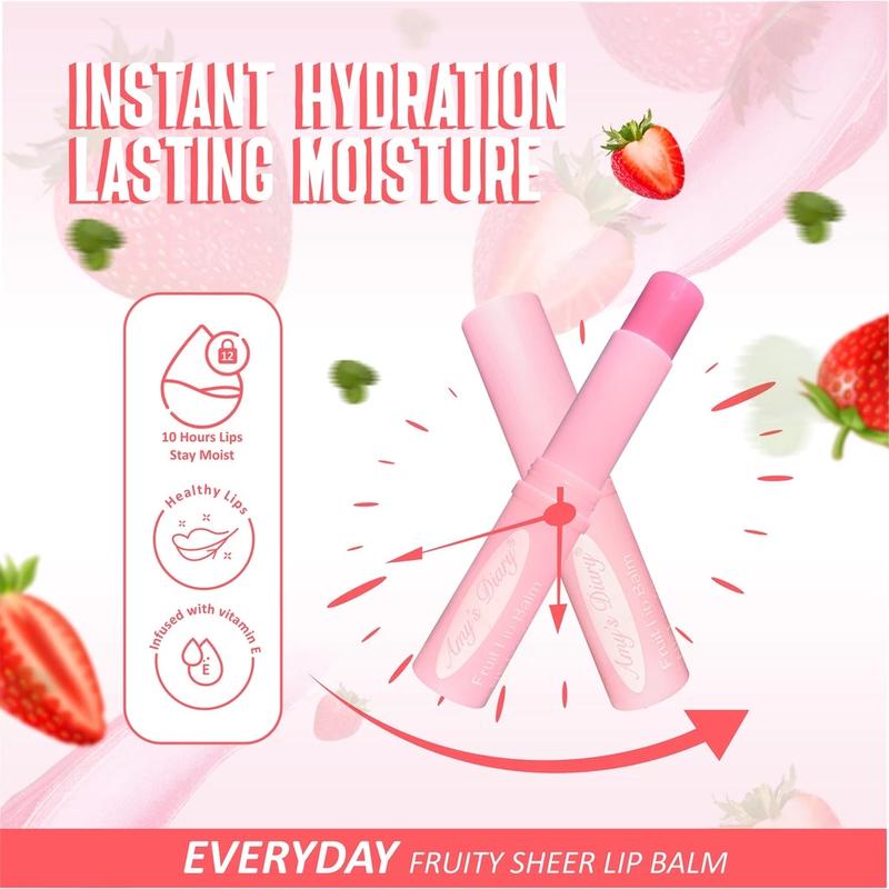 AMY'S DIARY Lip Balm Strawberry Sheer Moist Lip Care Fruity Pelembab Bibir Kering 1