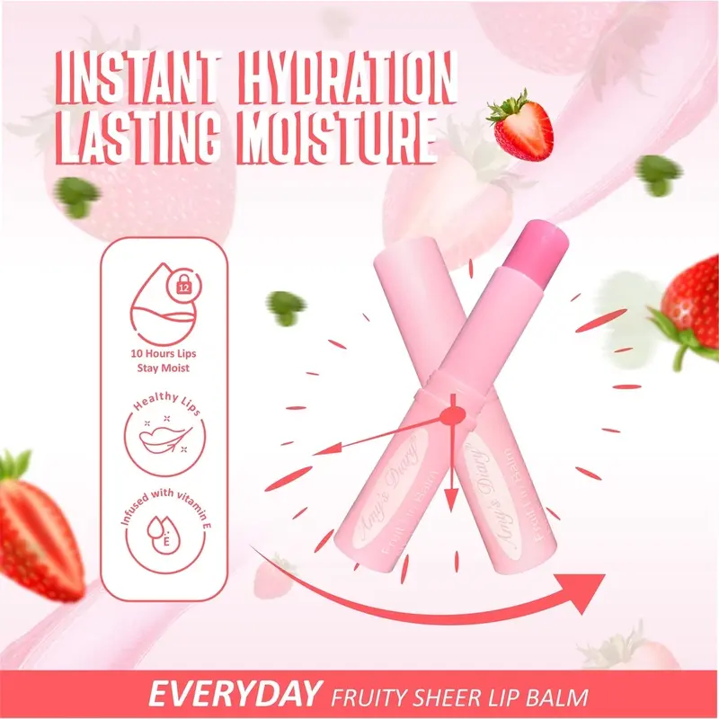 AMY'S DIARY Lip Balm Strawberry Sheer Moist Lip Care Fruity Pelembab Bibir Kering 1