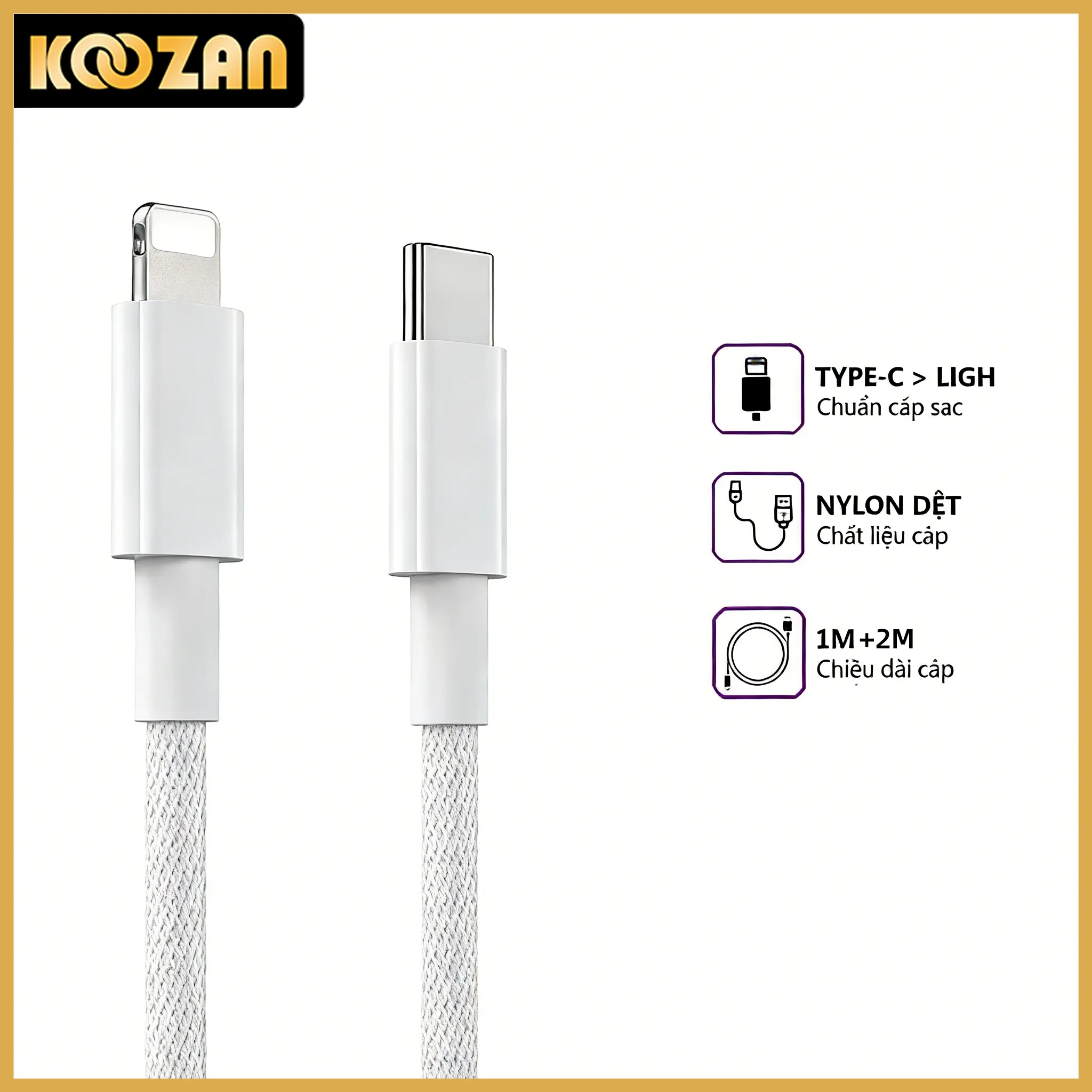 Dây sạc IP, sạc nhanh PD 27W, vỏ dây được thêm 1 lớp dây dù, dài 1M/2M, tương thích với IP6-17 / XS Max / XS / XR / X, bảo hành 12 tháng.