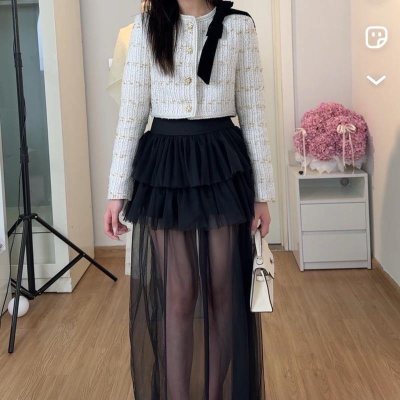 Set dạ chân váy lưới xoè dài khanhhhthuu