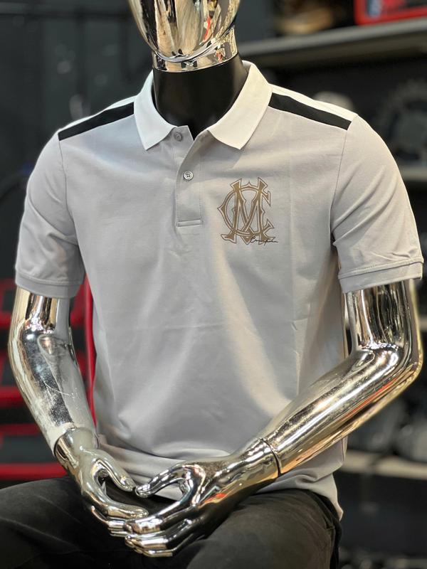 [3 Màu Áo Thun Polo Nam] Áo Thun Bâu Nam COMA DENIM Logo Kèm Cầu Vai Màu Xám, Be &Hồng Viền Trắng in chữ T3113 T3114 T3115