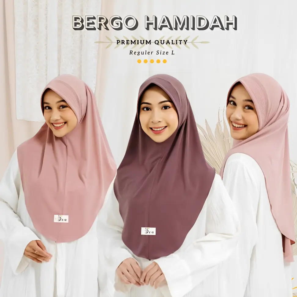 Hijab Bergo Hamidah Size L Menutup dada | Bergo instan Hamidah jersey premium Viral