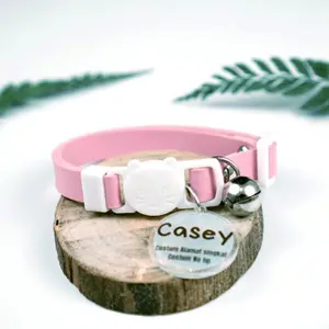 Kalung kucing Kulit Costum Nama Edisi Klip Kitty