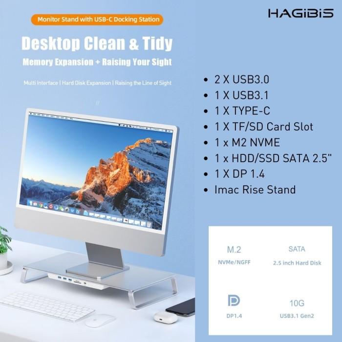 Hagibis Monitor Stand USB-C Hub with Dual Hard Drive for iMAC MAC MINI 0